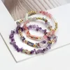 Link Bracelets Chain Wish Card Irregular Crushed Stone Copper Bead Bracelet For Women Girls Boho Jewelry Lucky Eye Charm Colorful Elastic