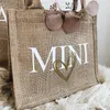 Shopping Bags Personalized Jute Bag for Mom and Child Mother's Day Gift Beach Bags Tote Bag Bridesmaid Bag Junior Bag Jute Tote Bag 230223