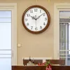 壁時計クリエイティブな大きな時計ソリッドウッドサイレントリビングルームヨーロッパラウンドクォーツウォッチホームチャイニーズホルロジュギフト