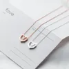 Pendanthalsband Rose Gold Color Geometric Heart Choker Necklace Charm Sexy925 Sterling Silver for Women Party Jewelry Gift