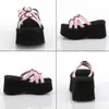 Sandals Open Toe Brand Goth Slip On Slides Sandals Women Shoes 2022 Love Heart Punk Casual Black Pink Summer High Wedges Shoes Size 43 Z0224