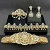 Midjekedjor bälten Marocko Caftan Wedding Gold Plated Luxury Jewelry Set for Bridal Muslim Arabic Dress Brud Accessory 230224