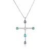 Hangende kettingen omyfun fabrieksprijs mode kruis ketting met gekleurde kristal kraag eenvoudige charme semi joyas n002