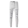 anacardi Jeans Designer Pantaloni Uomo moda nuovissimo bianco Denim Amirres jeans strappati a fiori pantaloni da uomo slim fit piccoli elastici stile ins EOQF