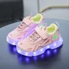 Sneakers USB Charging Children LED Shoes Mesh Breathable Casual Anti slip Sole Luminous for Girls Boys Kids Led 230224