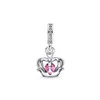 Nowy popularny 925 Pure Srebrny Pink Pedal Pedal Pedal Wiszący Pendant Carme nadaje się do prymitywnej biżuterii bransoletki Pandora