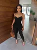 Designer Ribbed Jumpsuits Summer Women Spaghetti Stems Rompers V Neck Bodycon Jumpsuits Casual Solid One Piece Outfits Bulk Wholesale 9332
