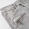 zszywanie dżinsów dżinsowe dżinsy designer Pants Grey Man New Smoky Zapiped Rubled dżinsy Personalizowane zużyte szczupłe spodnie motocyklowe R7L5