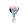 925 libras Silver New Fashion Charm Colored Glaze 2023 Novo Dia das M￣es Acess￳rios DIY de Badeired Bear Hot Air Balloon