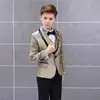 Ensembles de vêtements Formel Anak Gaun Ensemble Warna Gradien Bunga Tampan Tuan Rumah Catwalk Pernikahan Kom Anak-anak Blazer Rompi Celana 3Pcs pakaian