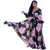 Casual Dresses Women Plus Size S-5XL Summer Chiffon Print Beach Long Maxi Dress Sexig V Neck Sleeve Loose Boho Party Holiday