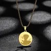 Pendentif Colliers Chandler Acier Inoxydable Animal Et Homme Collier Disque Rond Visage Agressif