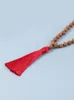 펜던트 목걸이 Yuokiaa Mala Beads 108 Necklace Natural Wood Rudraksha Bodhi Buddha Prayer Tassel Long Women 남자 남녀 medita