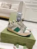 Baskets Screener beige Butter Dirty leather Shoes vintage Red and Green Web stripe Luxurys Designers Beige and black python print Sneakers rubber sole Casual Shoe 01