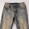 Plus maat 38 denim jeans heren geschilderd Destory Hole Slim Fit204t