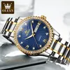 Relógios de pulso masculinos de luxo de luxo com diamantes dourados relógios à prova d'água para