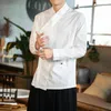 Etniska kläder orientaliska skjortor för män hanfu kinesisk stil skjorta bomull linne streetwear casual vit mens chinoiserie