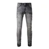 Spodnie marka graffiti dżins man tide amirres druk farba dżinsy designerskie nóż kroja stare dziury elastyczne szkliste ciemnoszary dżinsowe spodnie man kgip