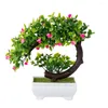 Decorative Flowers Artificial Crescent Small Tree Rosebuds Fake Potted Plant Simulation Bonsai Table Ornaments Home El Garden Decoration