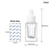 Storage Bottles 10ps/Lot 15ml Empty Clear Square Glass Drop Bottle Vial Nasal Essense Oil And Liquid Refillable Containers With Rim Lid