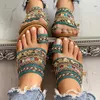 Sandalet Kadın Ayakkabı Yaz Yunan Stili Boho Folk-Düzenli Artisanal Bayanlar Düz İzleyiciler Sıradan Nefes Alabilir Rahat Plaj Y2302