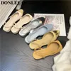 Sandaler Classic Mixed Color Slingback Women Elastic Band Back Strap Flats Mule Brand Design Shoes Female Ballet Office Mujer 230224