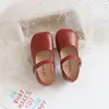 Flat Shoes Girls Simple Fashion Children Spring Autumn Pu Leather Wide Toddler Danceing Rubber Princess Kids Baby Shoe