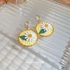 Choker Fresh Sweet Earrings Grass Rattan Braided Small Daisy Flower Niche Design Girl Heart Female