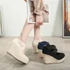 Sandals 10cm Heel Espadrilles Women Suede Wedge Single Shoes Shallow Mouth NEW SANDALS High Heels Spring Autumn 2021 Z0224