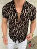 Camisas casuais masculinas verão 2022 Hawaiian Beach 3D Carta de impressão Listra da manga curta verificada Camisa s 5xl Z0224