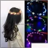 ヘアアクセサリー10pcs/ colorfクリスマスパーティーグローイングリースハロウィーンクラウンフラワーヘッドバンド女性女の子がdhrupを率いる