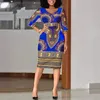 Ropa étnica Vestido con estampado de moda Cintura Paquete de estilo étnico para mujer Falda de cadera Con cuello en v Falda ajustada de una línea Ropa de mujer africana 230223