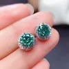 Stud Earrings Fashion Chic Crystal 1 Carat Zircon Diamonds Gemstones For Women Girl White Gold Silver Color Jewelry Bijoux