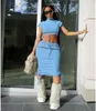 Women Camouflage Two Piece Dress Slim Sexy Bodycon Short Sleeve Crop Top Sets Casual 2 Piece Outfits