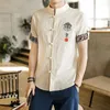 メンズカジュアルシャツwushu男性服ビンテージスタイル男性用の伝統的な中華料理トップシャツ2023 s夏の刺繍タングスーツ