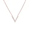 Chains Rose Gold Titanium Steel Necklace Anti-allergy And Non-discoloration V Letter Clavicle