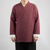 Erkekler sıradan gömlek Çin tarzı erkekler retro gömlek tang takım elbise hanfu kontrast renk uzun kollu ceket üst Japon sokak kimono