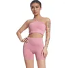 Active Sets European And American Seamless Yoga Set Women's Sexy Sling Sports Bra High Waist Hip Tight Shorts Breathable Fitness Clothes