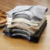 Men's TShirts Sweater Henley Shirt Long Sleeve Shirts Autumn Clothes Knittd Pure Color Cotton Pullovers Streetwear Tops 230223