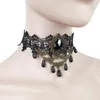 Girocollo Moda Goth Collana con ciondolo Donna Estetica Pizzo nero Catena clavicola Collare finto Gioielli Fascino iniziale Regalo per feste