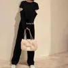 Luxe femmes sac à main en cuir espace coton doux sacs décontractés brevet plume vers le bas sac à bandoulière dame petit sac de messager