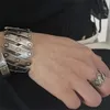 Coppia di recinti a ferro di cavallo Bracciale in argento sterling 925 Catena per uomo / donna Luce di lusso Alto design Nicchia Ins Gioielli di strada hip-hop