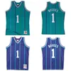 Muggsy Bogues Sydd baskettröja S-6XL Mitchell Ness tröja 1992-93 94-95 Mesh Hardwoods Klassiker retro Grönblå Herr Dam Ungdomströjor 1