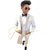 Kläderuppsättningar Senaste mönster Vit kostym för barn Barn Aktier Wedding Blazer Formell Wear Birthday Party Boy Suits 3 Pieces Jacket Vest Pant W0224