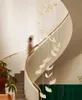 Escalier papillon doré moderne de luxe LED Lustre Nordic Round Dimmable Suspension Lumière Duplex Bâtiment Villa Lustre À Manger