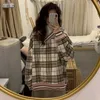 Dames hoodies sweatshirts oversized hoodie plaid print pullovers vneck lange mouw top vrouwen losse Koreaanse mode kleding Harajuku 230224