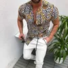 Casual shirts heren heren met korte mouwen shirt maashemd met een borstelige slanke fit luipaardprint katoen hiphop casual formele kleding Hawaiian Shirt Z0224