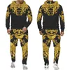 Tracksuits voor heren Fashion Golden Lion Men's Hoodie Sweatwear Hoodie Spring en Autumn 3D Printing tweedelige set Z0224