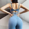Yoga -outfit Solid Color Dames Sport Bra Gym Lingerie Bond Hollow Beauty Back Fashion Soft Fitness Top Vest High Support Sportswear