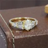 Bagues de cluster RandH18K Solide Or Jaune Goutte d'eau 9 6mm 1.5ct Moissanite Bague Femme Baguette Baguette Poire Mariage Vintage pour WomenC